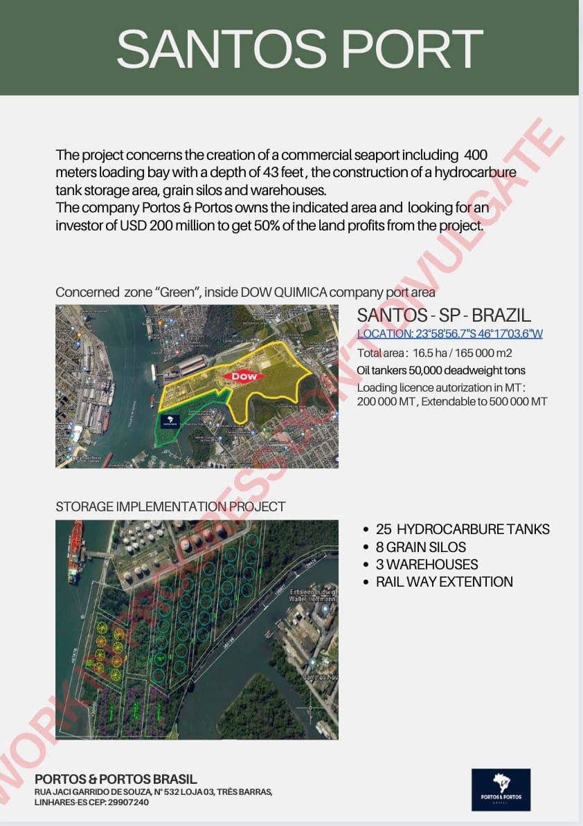 Panel SANTOS PORT com mapa DOW e detalhamento do projeto